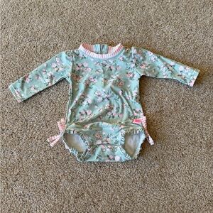 Ruffle Butts Floral Long Sleeve Swimsuit
